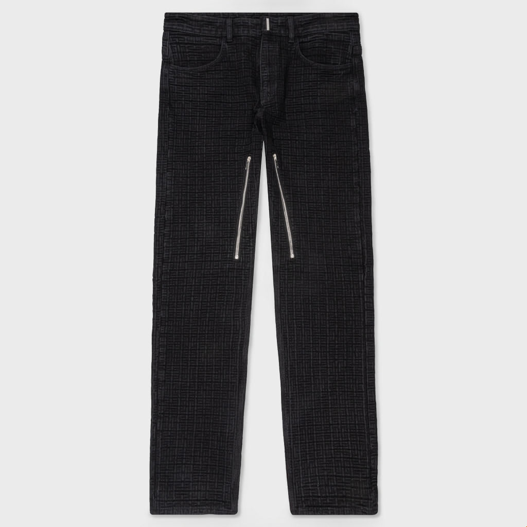 Straight Fit Denim Trousers - Flat Black