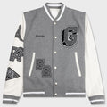 Varsity Bomber Jacket w/ Patches - Grey/White