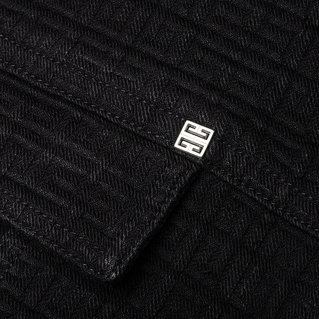 Zipped 4G Rivet Denim Jacket - Black