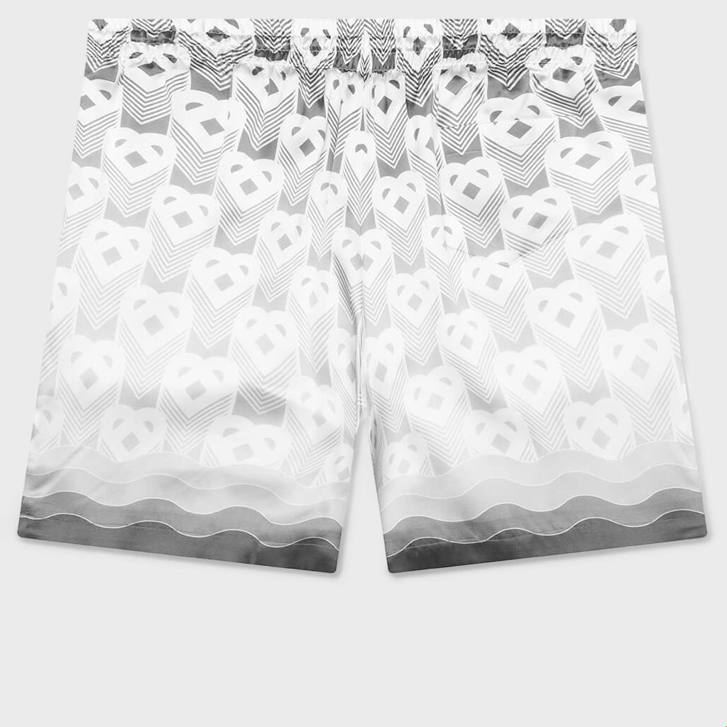 Gradient Heart Monogram Drawstring Shorts - Grey