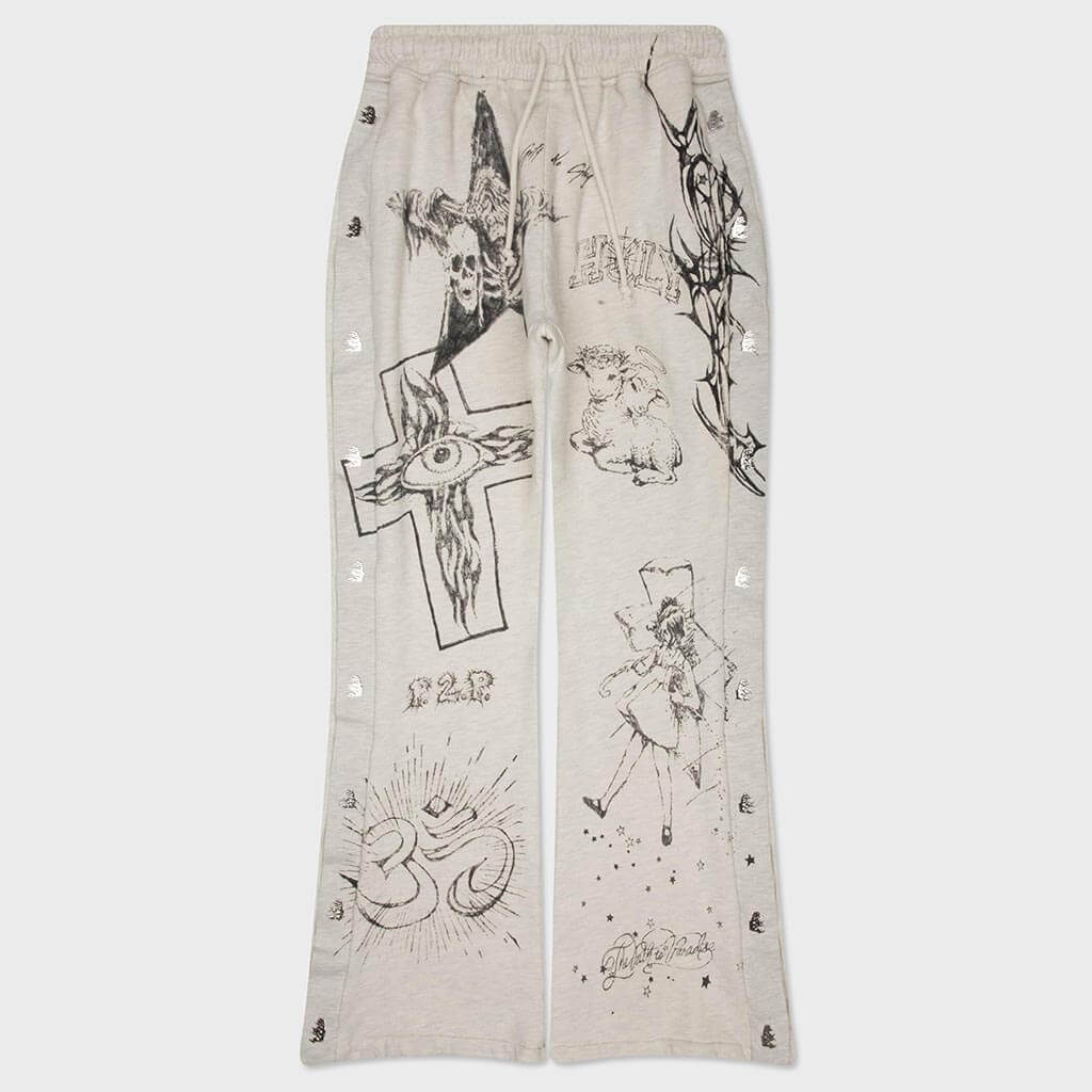 Graffitti Mirror Face Sweatpants - Grey