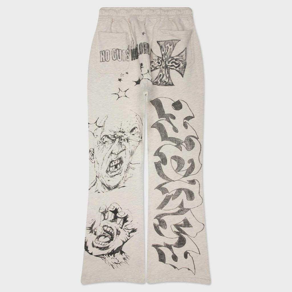Graffitti Mirror Face Sweatpants - Grey