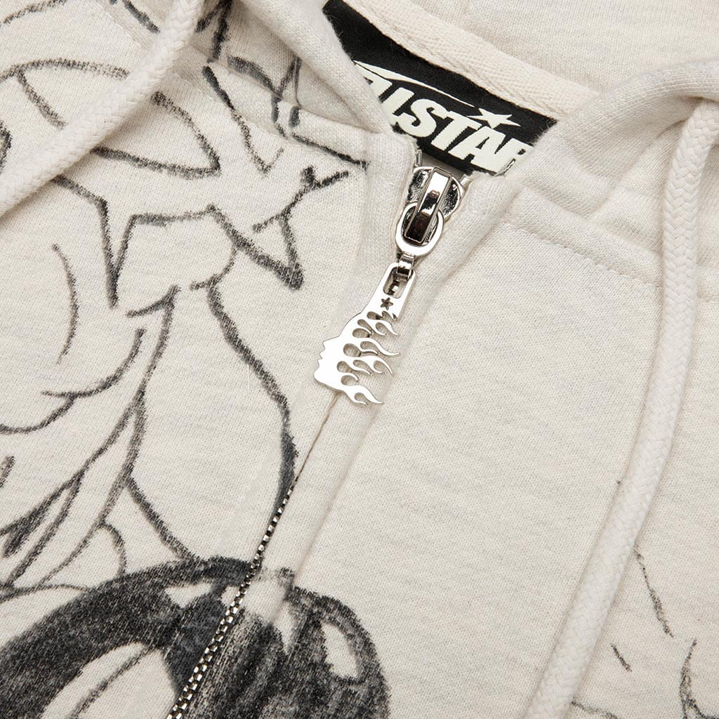 Graffitti Zip Up Sweatshirt - Grey