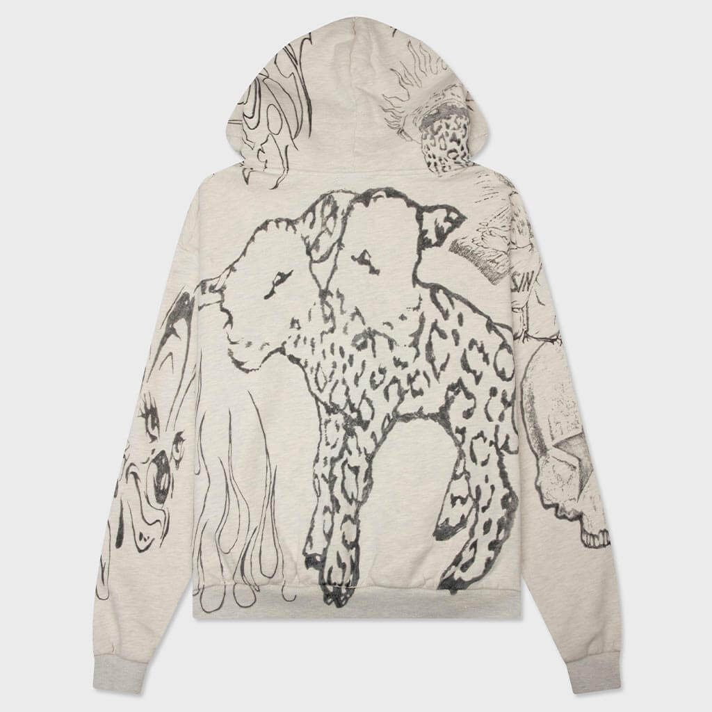 Graffitti Zip Up Sweatshirt - Grey
