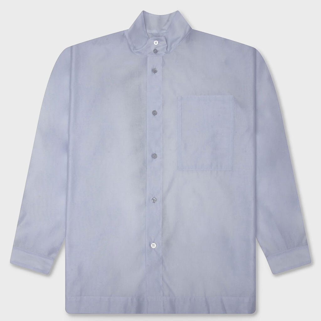 Crystalline Wool Blend Shirt - White Blue