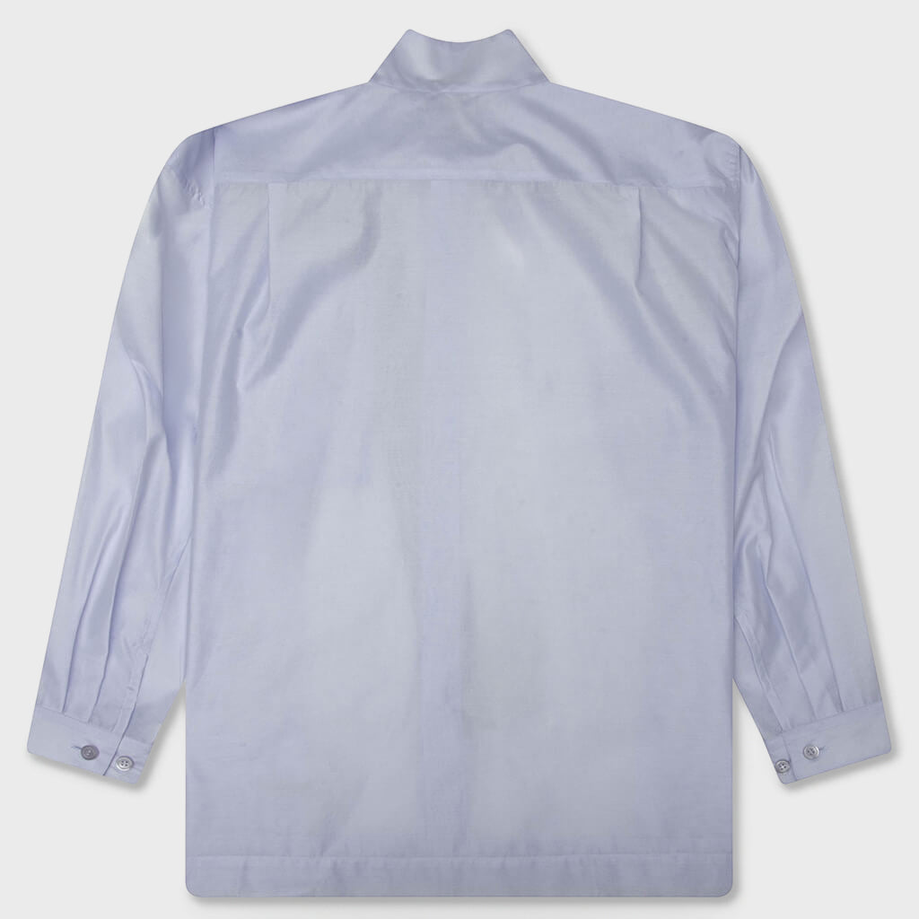 Crystalline Wool Blend Shirt - White Blue