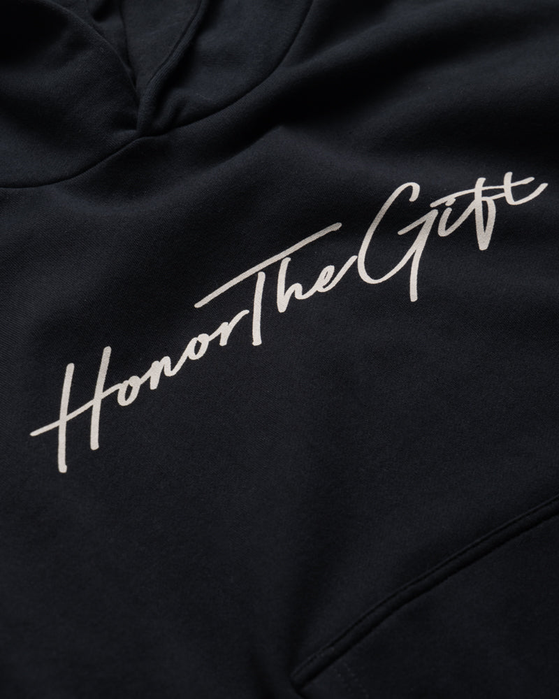 Honor The Gift Script Hoodie - Black