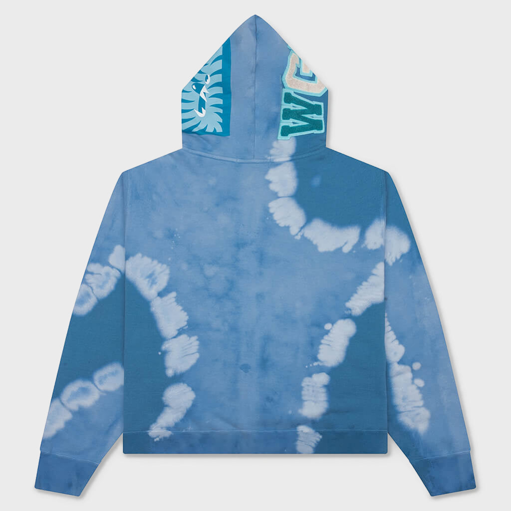 Hand Dye Shark Full Zip Hoodie - Blue