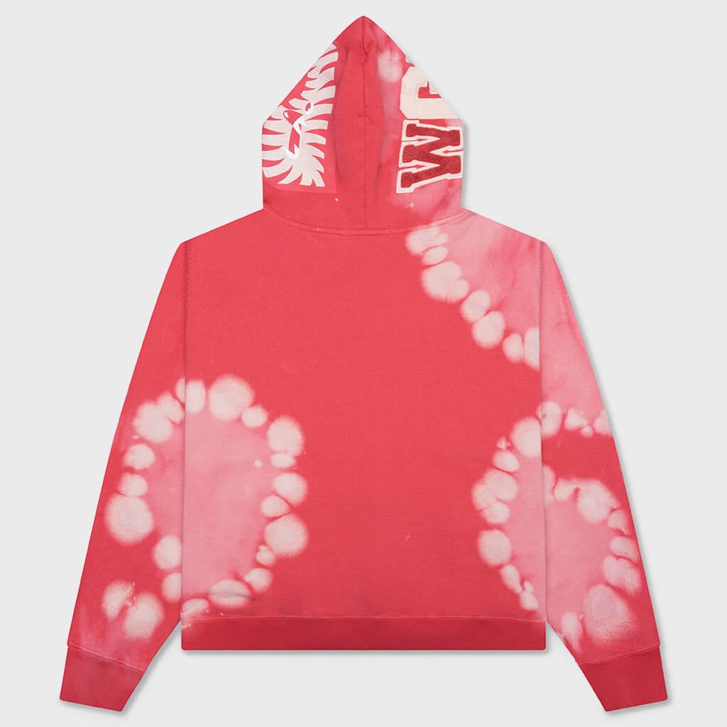 Hand Dye Shark Full Zip Hoodie - Red