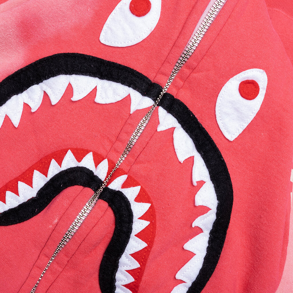 Hand Dye Shark Full Zip Hoodie - Red