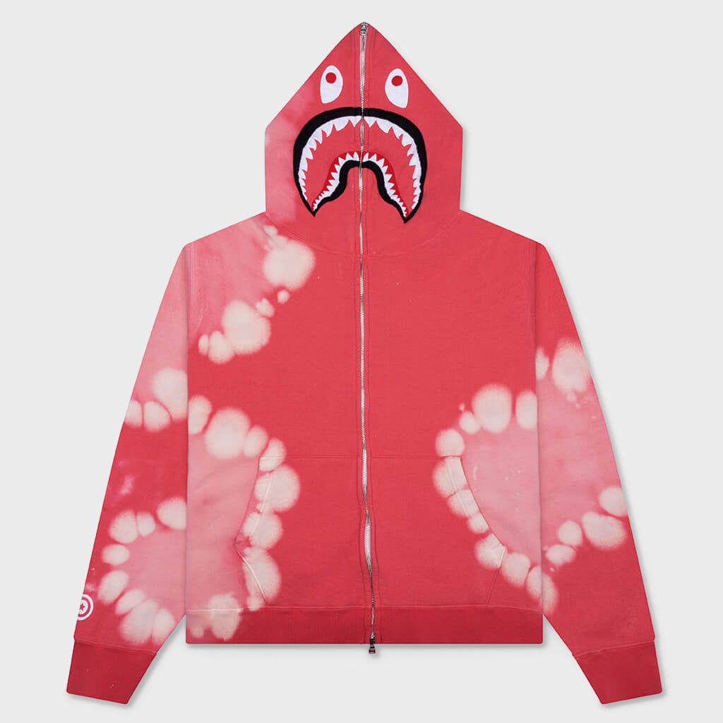 Hand Dye Shark Full Zip Hoodie - Red