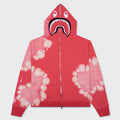 Hand Dye Shark Full Zip Hoodie - Red