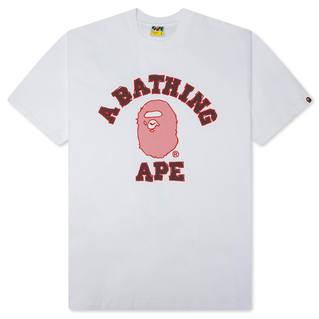 Hand Drawn College Relaxed Fit Tee - White