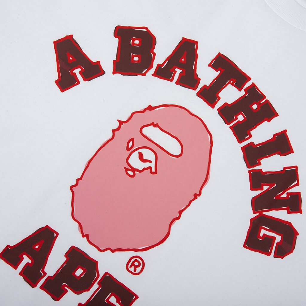 Hand Drawn College Relaxed Fit Tee - White
