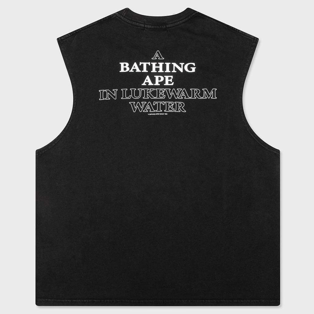 Heavy Wash Ape Head Cropped Fit Tank Top - Black