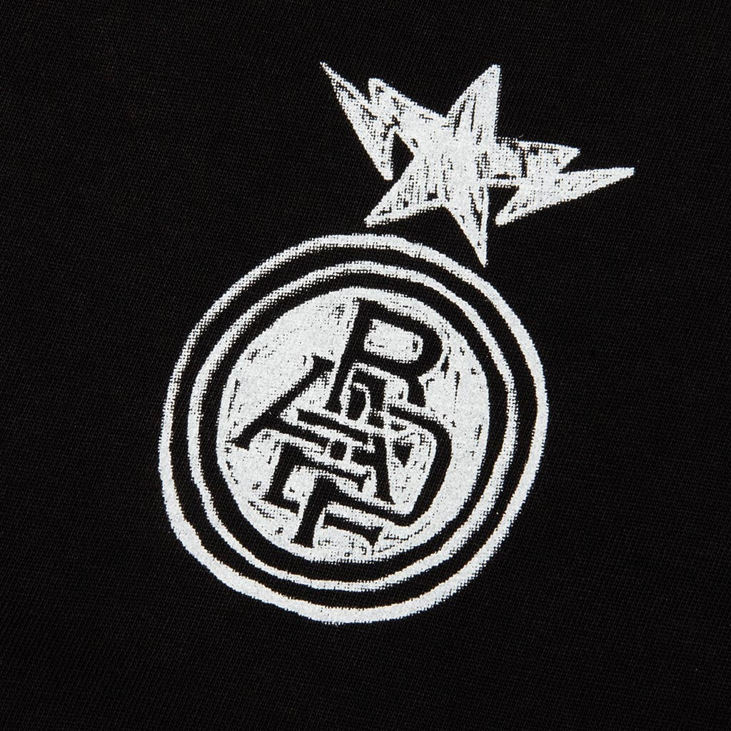 Heavy Wash Hand Draw Football Multi Logo Relaxed Fit Tee - Black