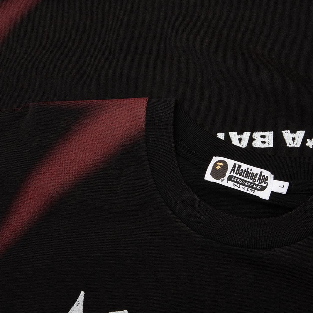 Heavy Wash Hand Draw Football Multi Logo Relaxed Fit Tee - Black
