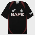 Heavy Wash Hand Draw Football Multi Logo Relaxed Fit Tee - Black