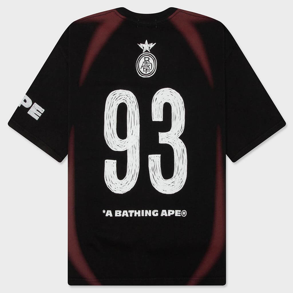 Heavy Wash Hand Draw Football Multi Logo Relaxed Fit Tee - Black