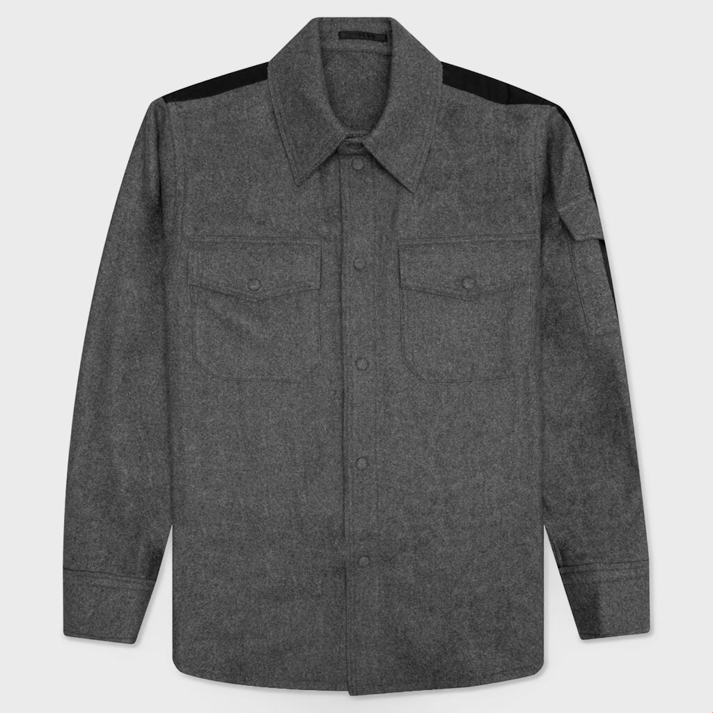 Wool Flannel Shirt - Grey Melange