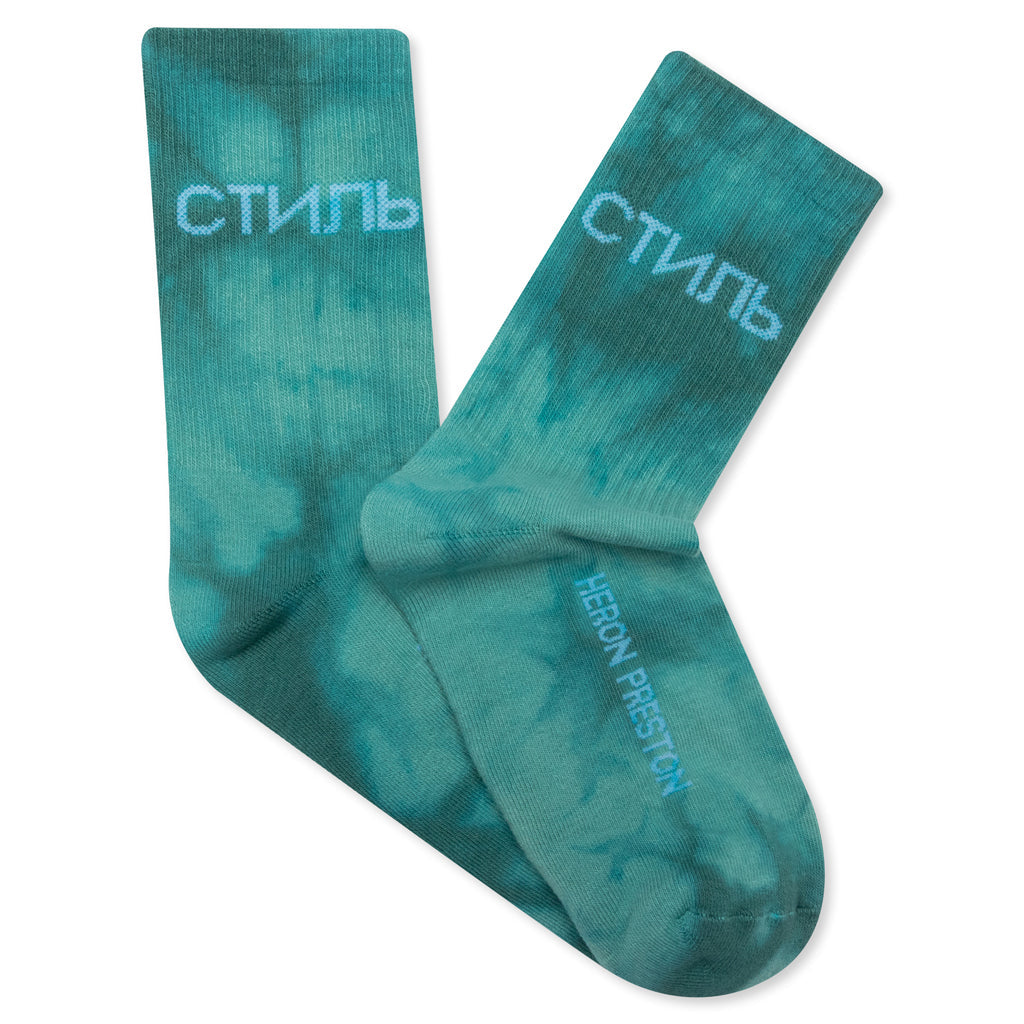 CTNMB Long Socks Tye Dye - Petrol/White