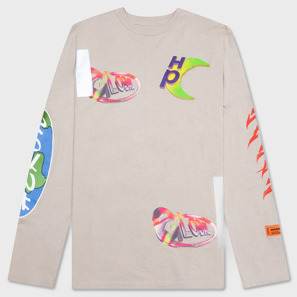L/S Tee OS Global Collage - Grey/Blue