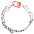 Multi Chain Square Necklace - Silver/Orange