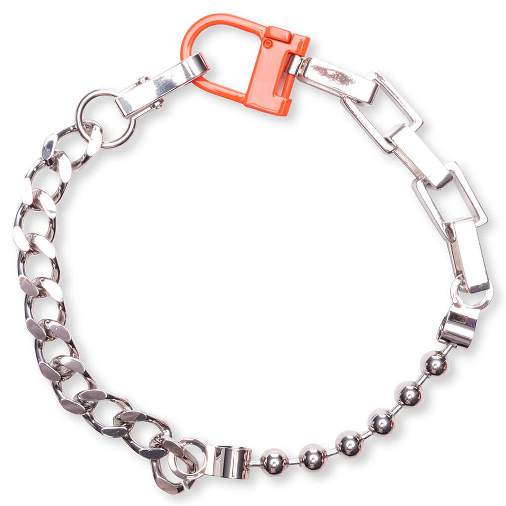 Multi Chain Square Necklace - Silver/Orange