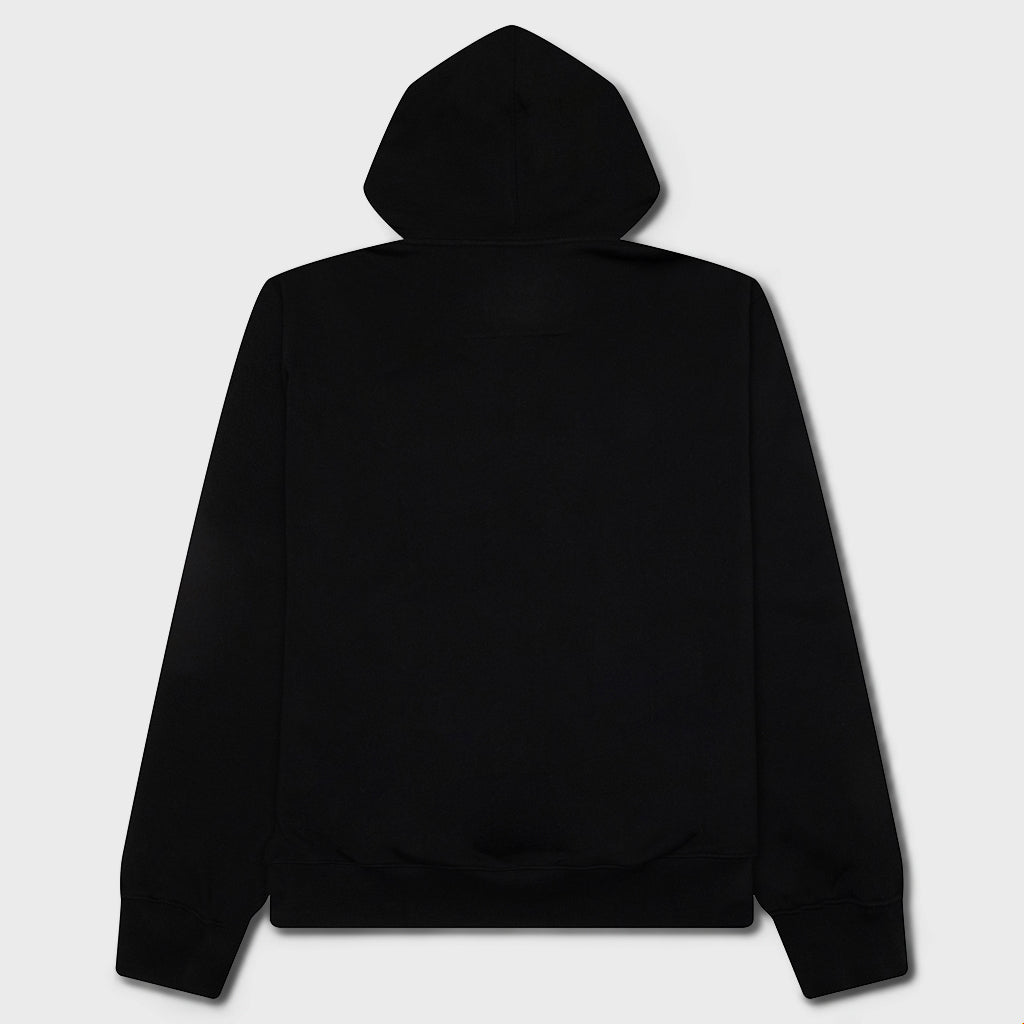 Fleece Hoodie With Unicorns Embroidery - Black