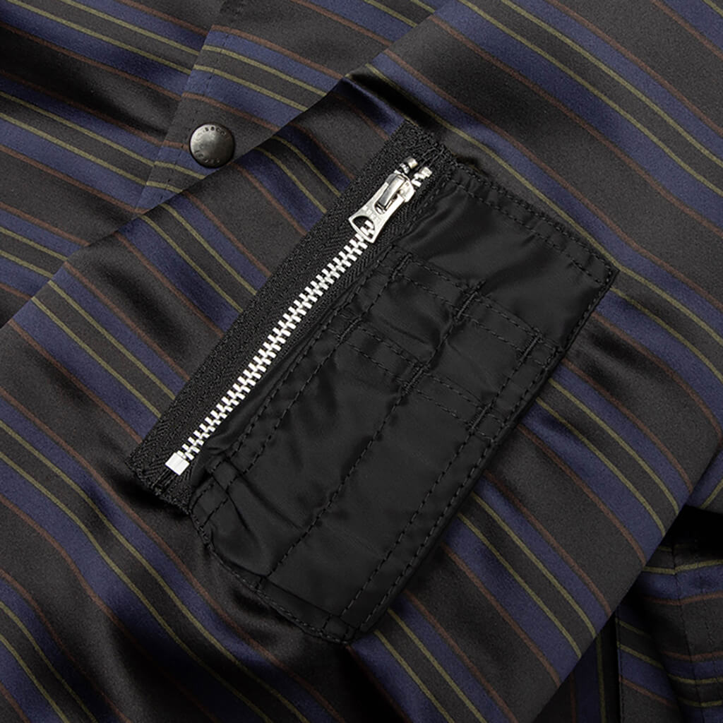 Horizontal Stripe Blouson - Black/Navy