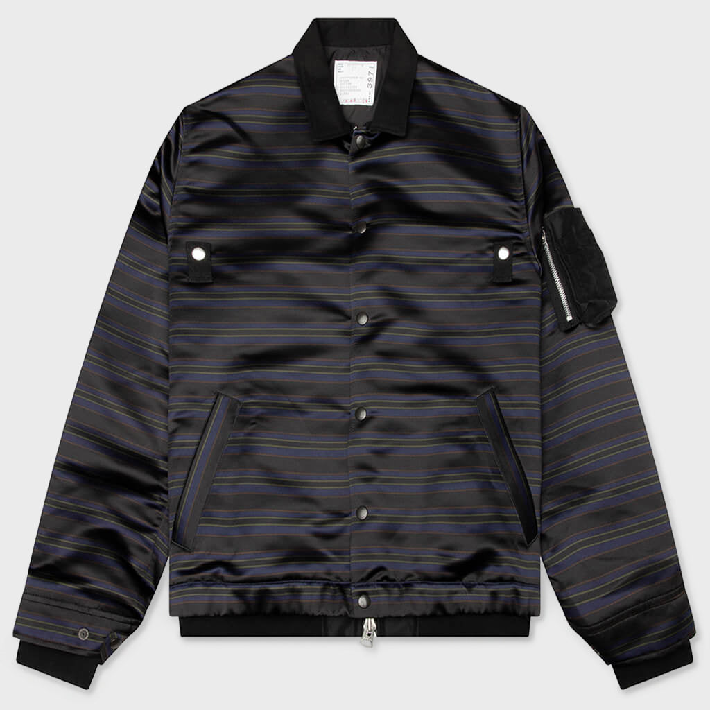 Horizontal Stripe Blouson - Black/Navy
