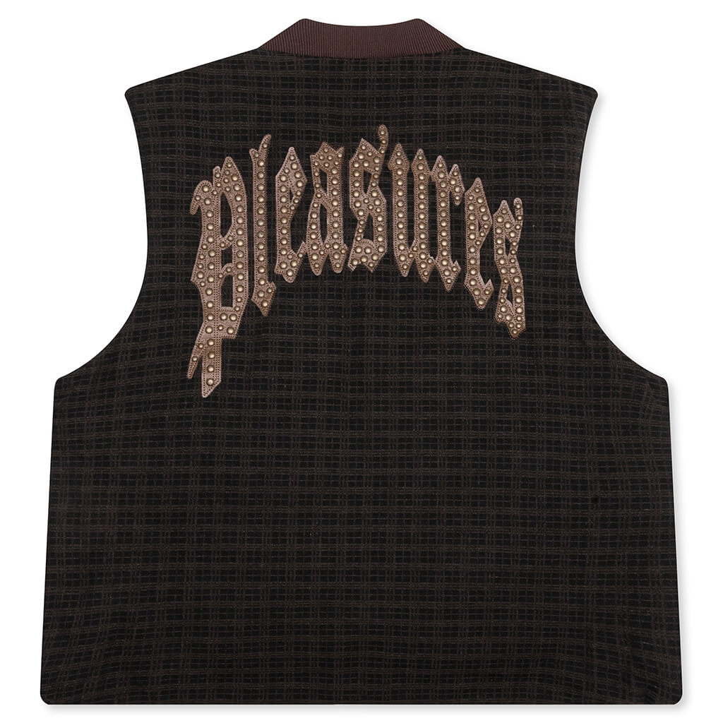 Horns Denim Vest - Brown Plaid