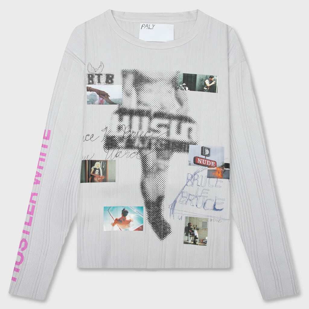 Hustlr White Rib L/S Tee - White