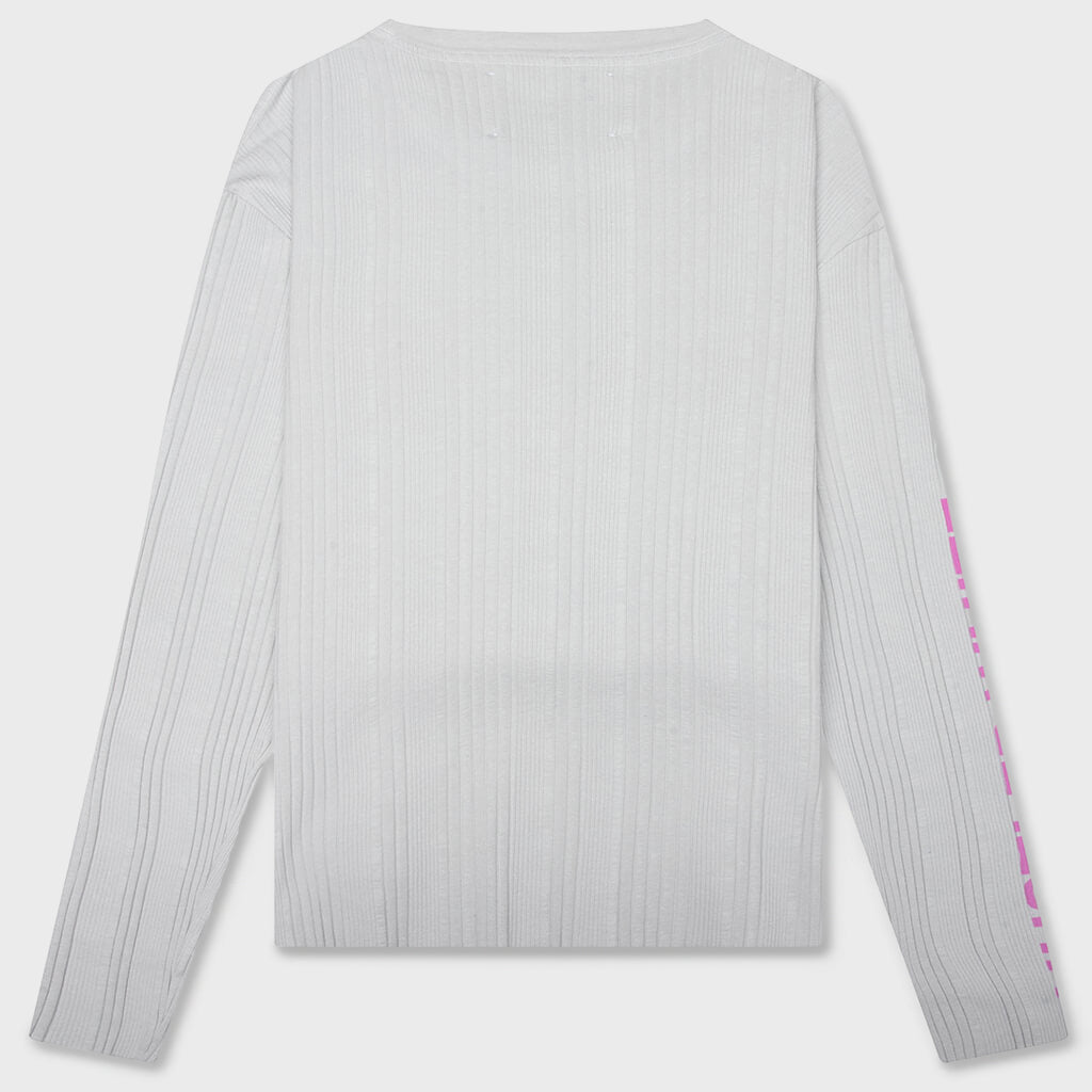 Hustlr White Rib L/S Tee - White