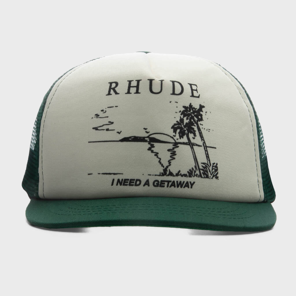 I Need A Getaway Trucker Hat - Green/White