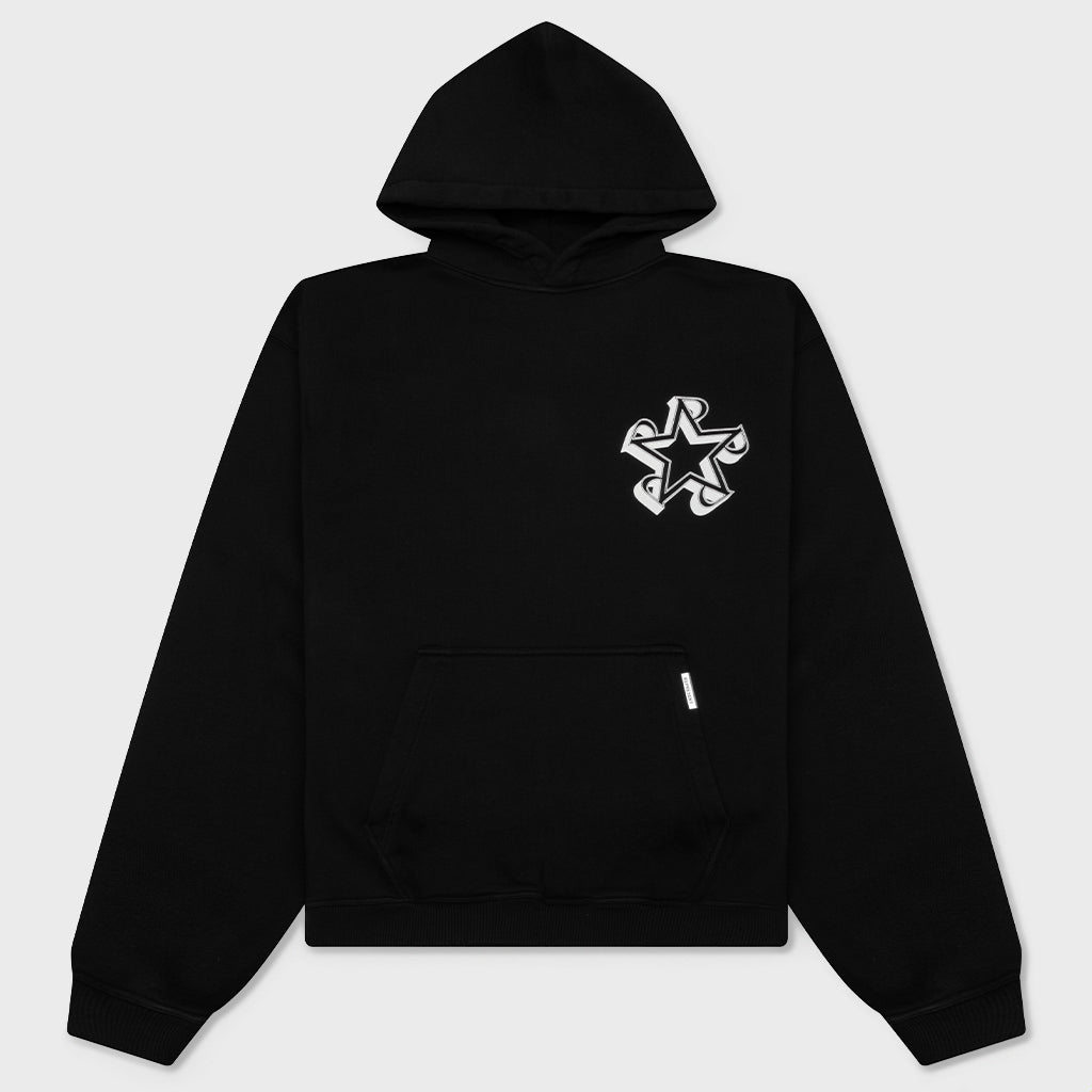Initial Star Hoodie - Jet Black