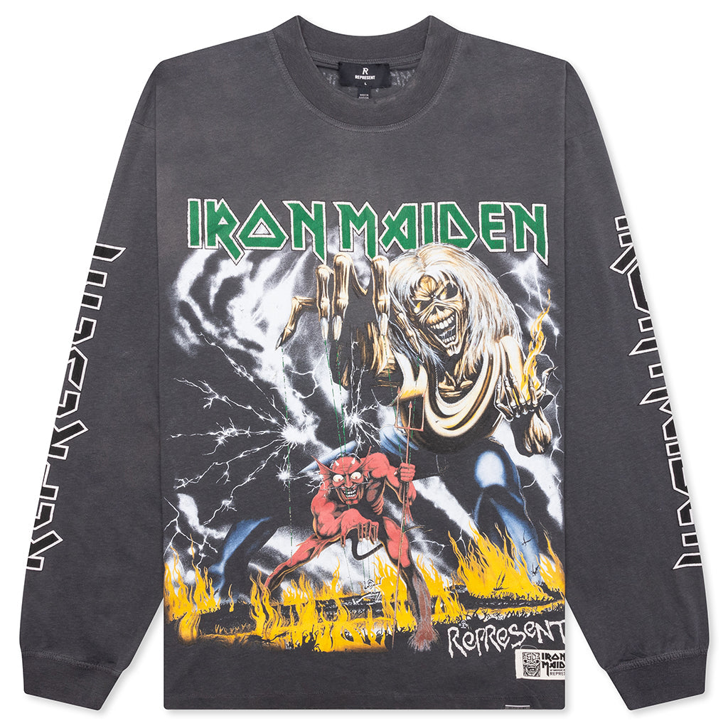 Number Of The Beast Long Sleeve T-Shirt - Sunfade Grey
