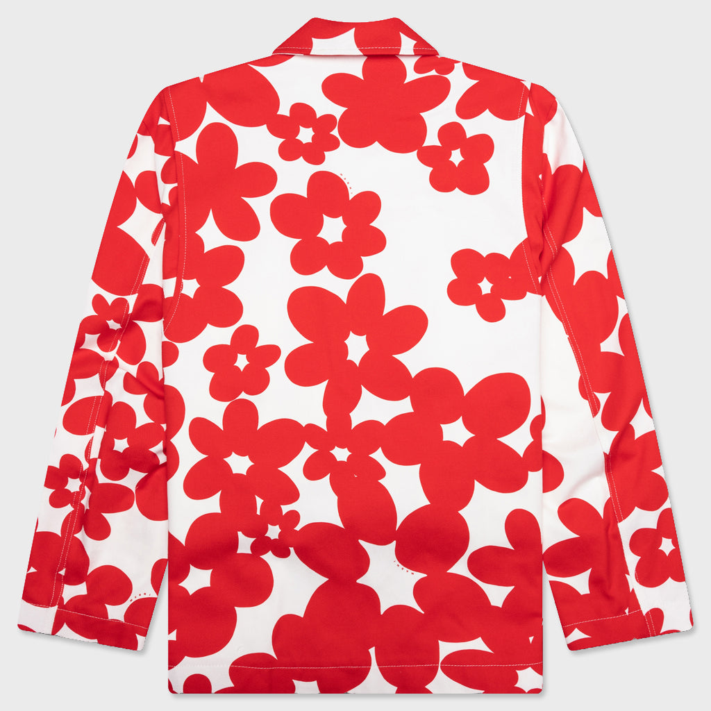 Red and White Dillies Print Jacket - Crimson