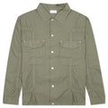 Cotton Poplin Frame Snap Overshirt - Olive