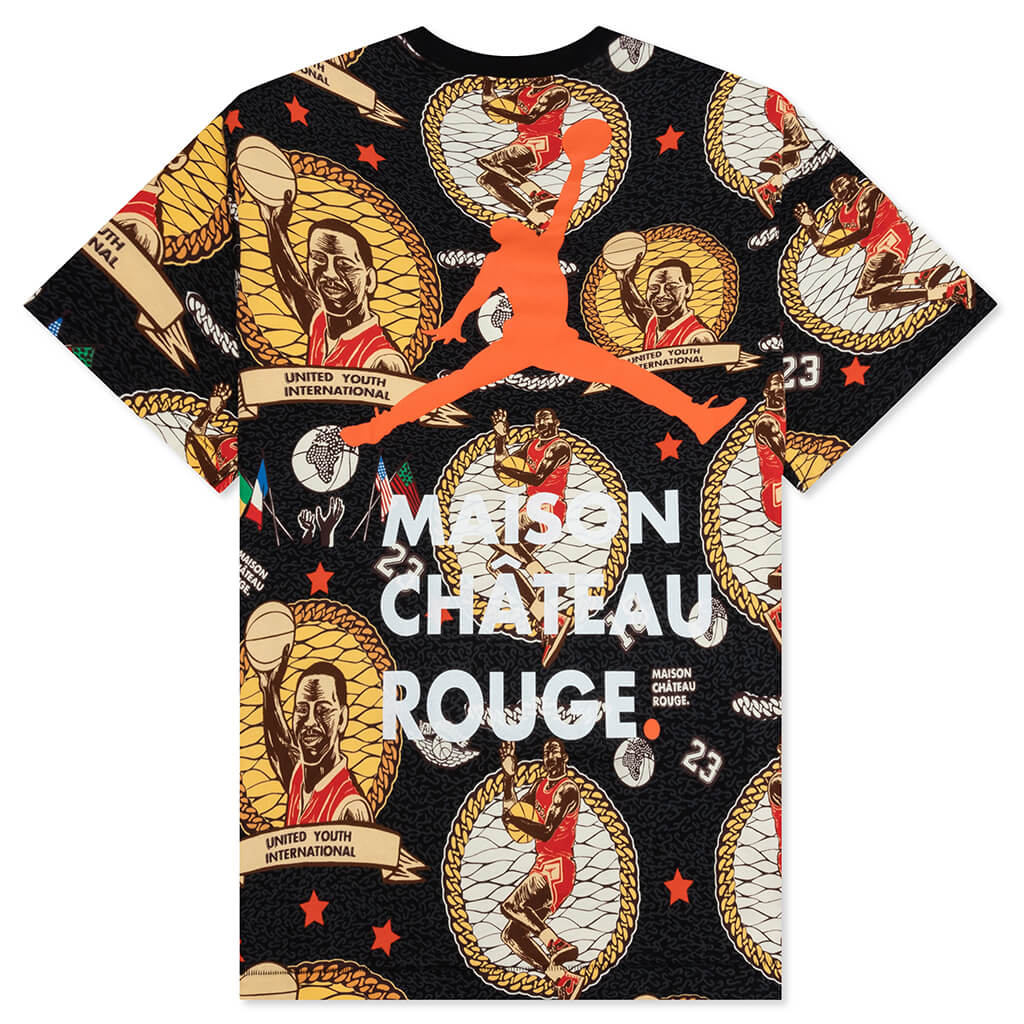 S/S AOP Tee - Black/Sail/Orange