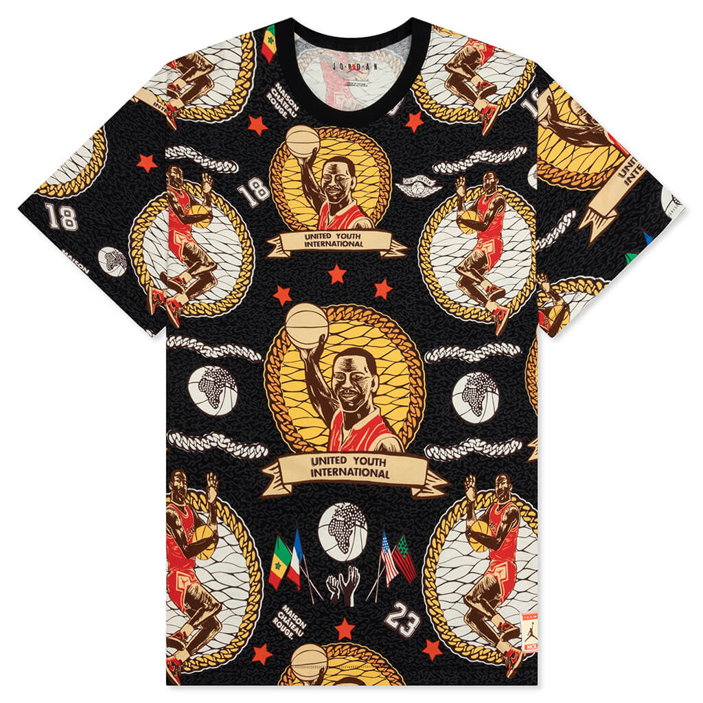 S/S AOP Tee - Black/Sail/Orange
