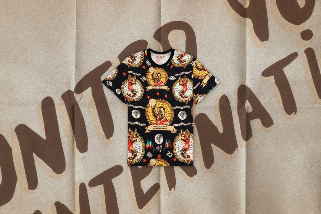 S/S AOP Tee - Black/Sail/Orange
