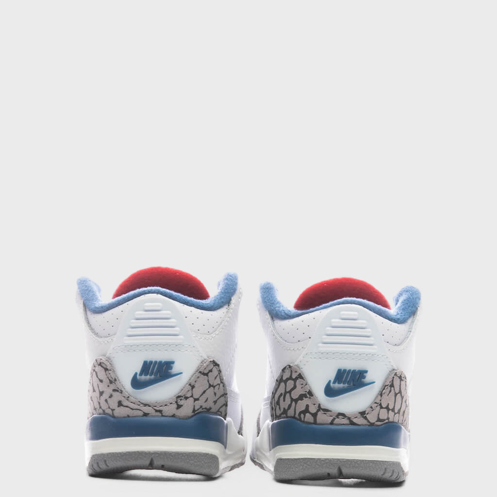 Air Jordan 3 Retro 'True Blue' (TD) - White/True Blue/Grey/Fire Red