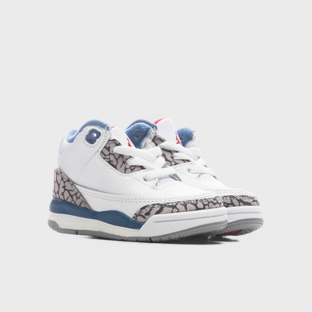 Air Jordan 3 Retro 'True Blue' (TD) - White/True Blue/Grey/Fire Red