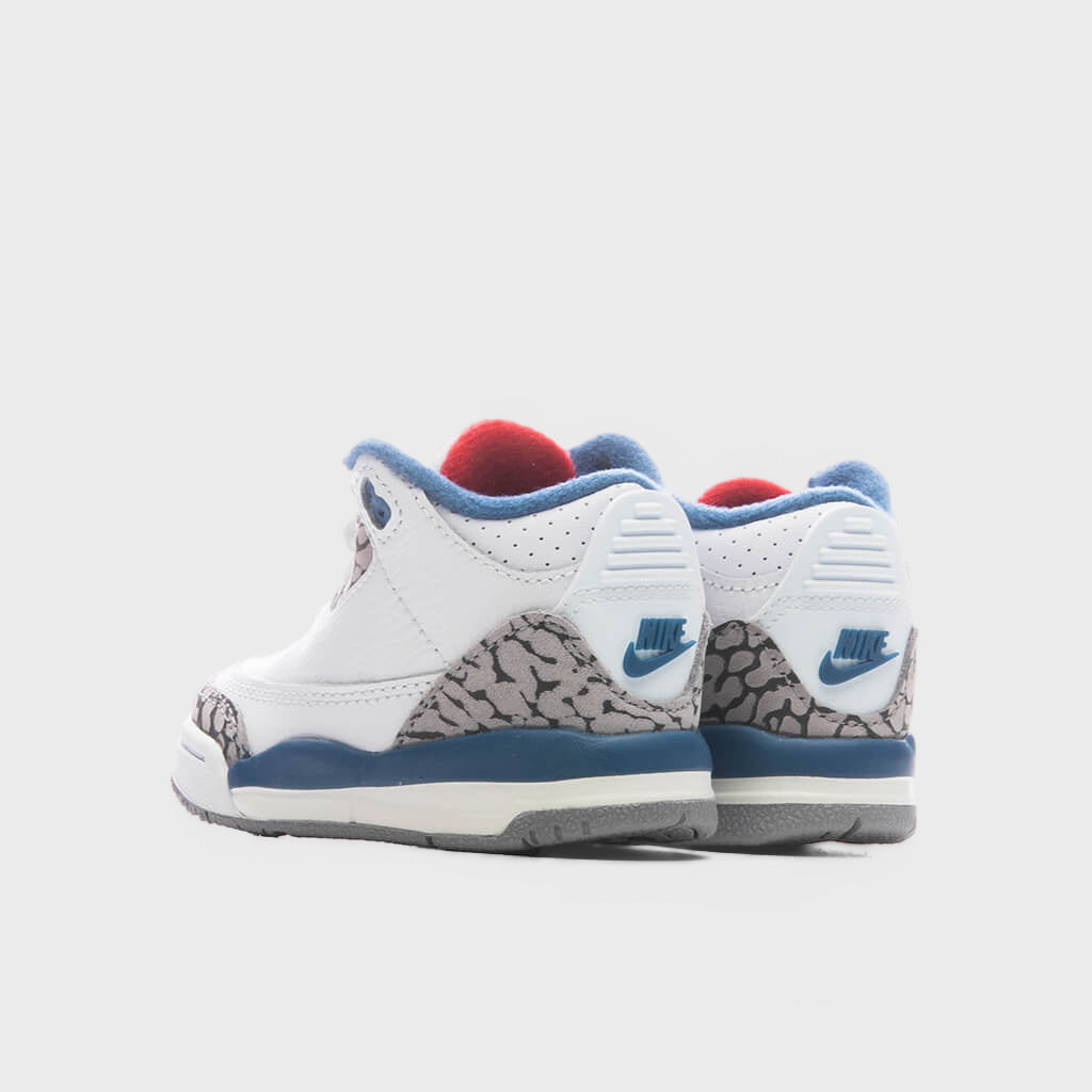 Air Jordan 3 Retro 'True Blue' (TD) - White/True Blue/Grey/Fire Red