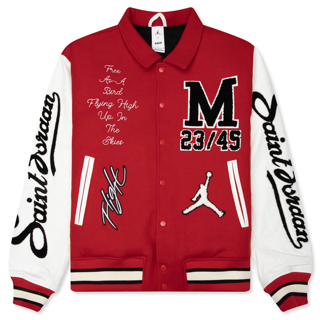 Air Jordan x Saint Mxxxxxx Varsity Jacket - University Red/White/Black