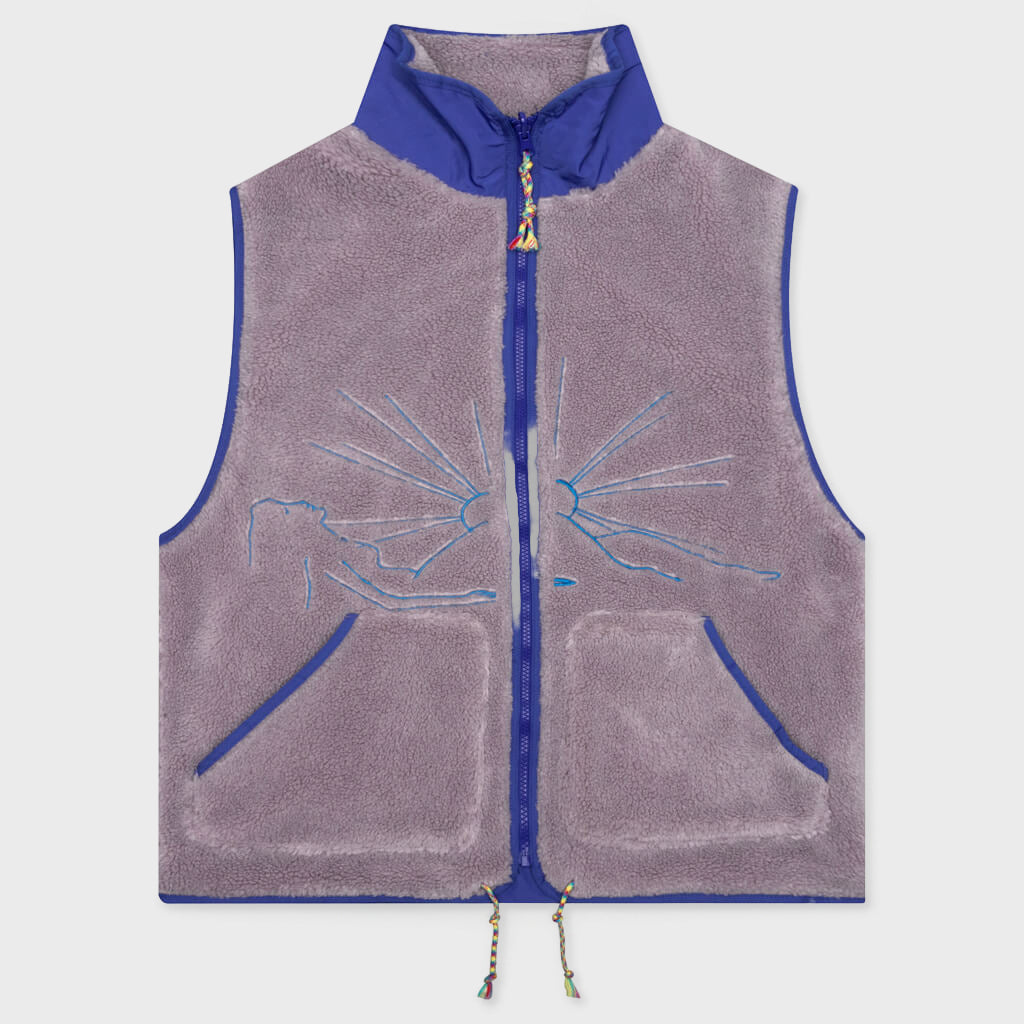 Fuzzy Vest - Brown/Blue