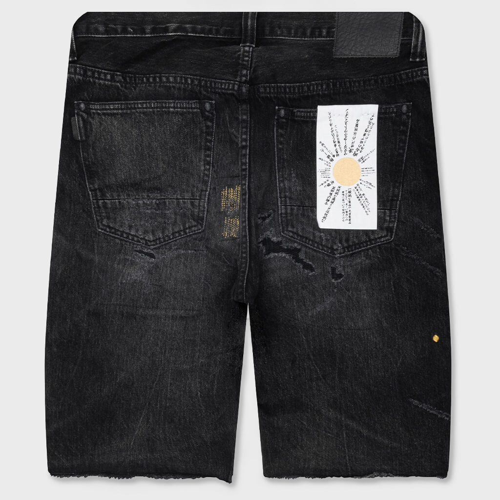 Kawasaki Short 'Kuro' Rip And Repaired - Black