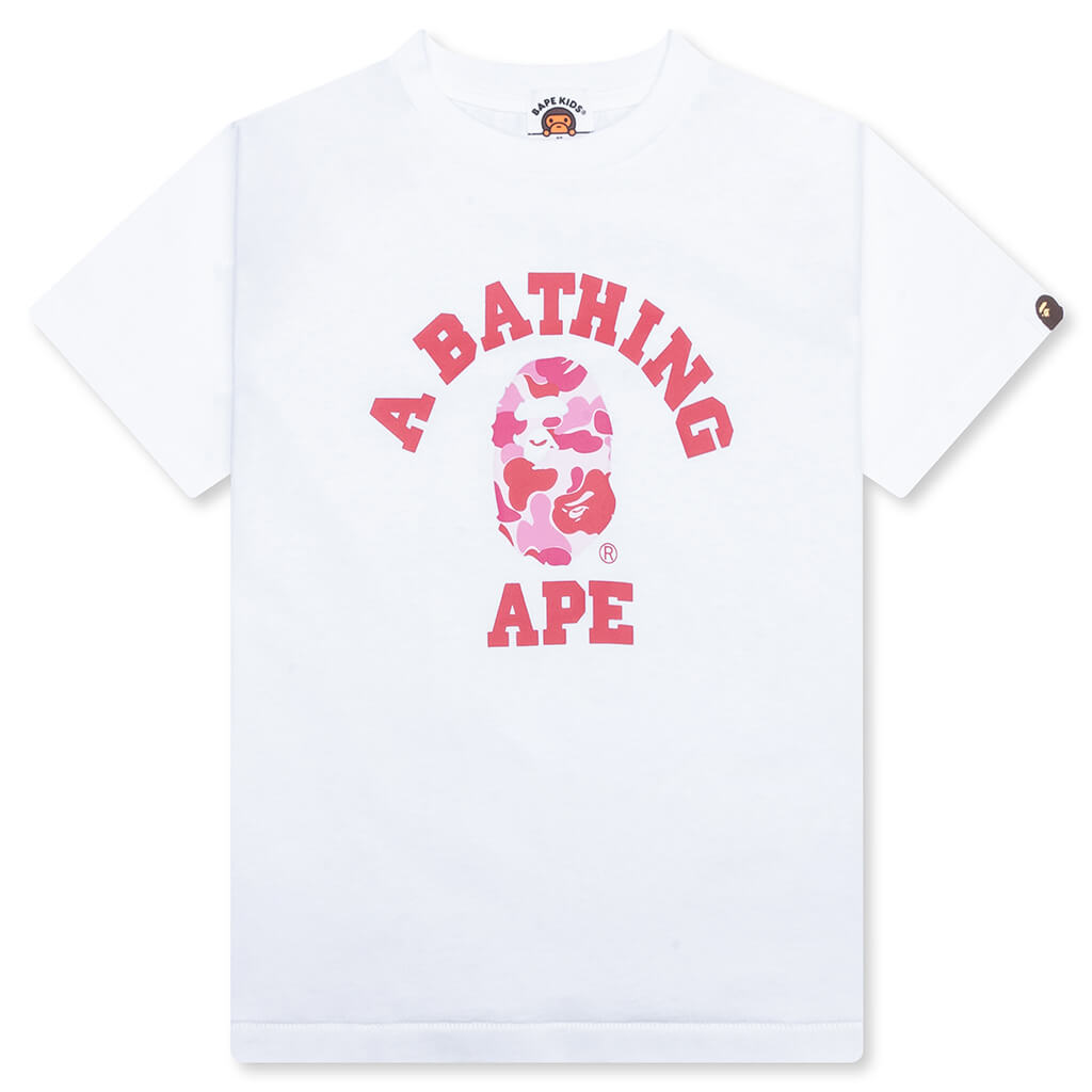 Kid's ABC Camo College Tee - White/Pink
