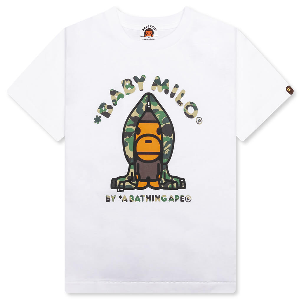 Kid's ABC Camo Milo Hoodie Tee - White/Green